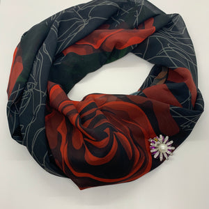 Red Roses Scarf and Face Mask Set - Escala Activewear