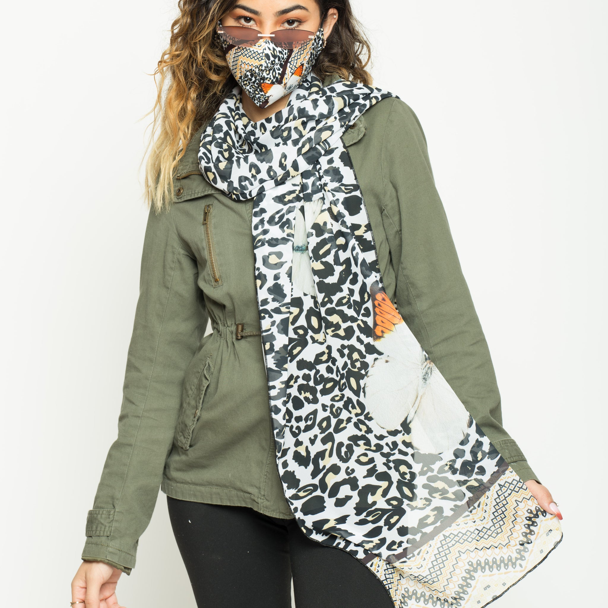 Cheetah Scarf and Face Mask Set - Escala Activewear