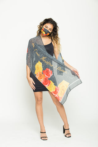 Red Yellow Roses Scarf - Escala Activewear