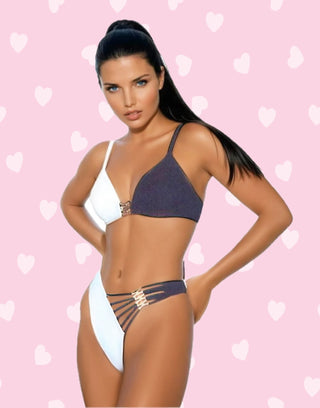 SHANGRI-LA two toned bikini - Navy Blue/White