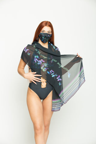 Butterflies at night Scarf - Escala Activewear