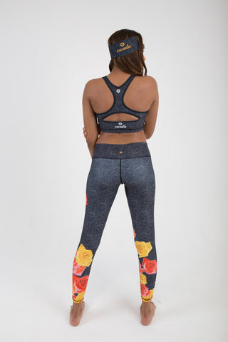 I AM I CAN | ORANGE YELLOW ROSES ON GREY TOP - Escala Activewear