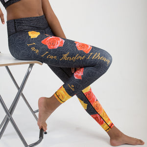I AM I CAN | ORANGE YELLOW ROSES ON GREY TOP - Escala Activewear