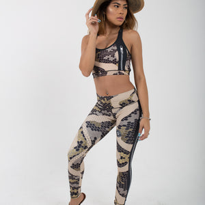 TAN SNAKE SKIN TOP - Escala Activewear