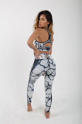 BLUE SNAKESKIN LEGGINGS - Escala Activewear