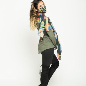 Black Circles Scarf and Face Mask Set - Escala Activewear