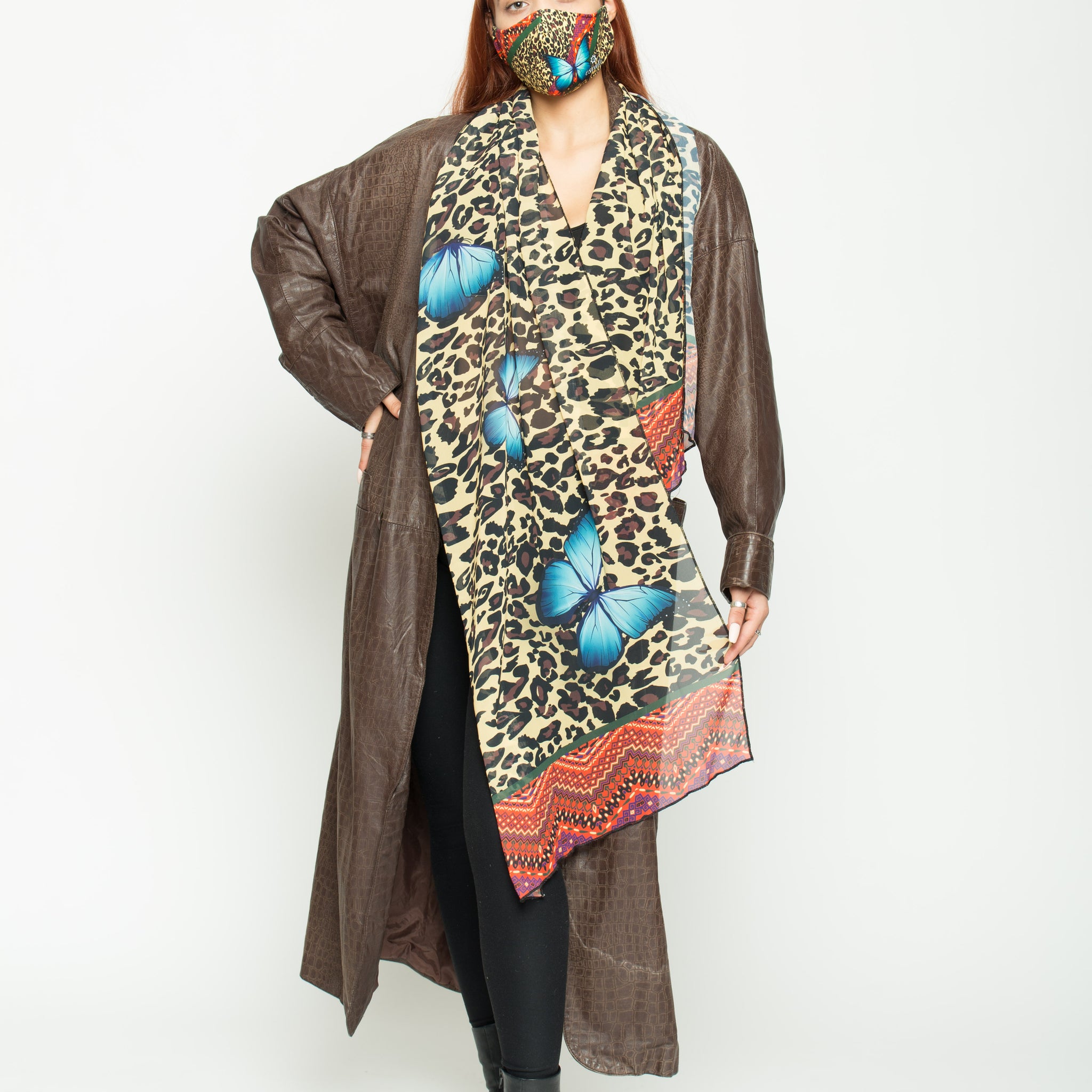 Colorful Cheetah Scarf and Face Mask Set - Escala Activewear